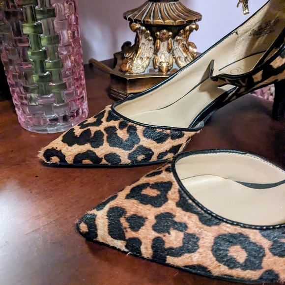 New Gorgeous Animal Print Fur Like "Franco Sarto" Ladies Strap Shoes - Picture 9 of 10